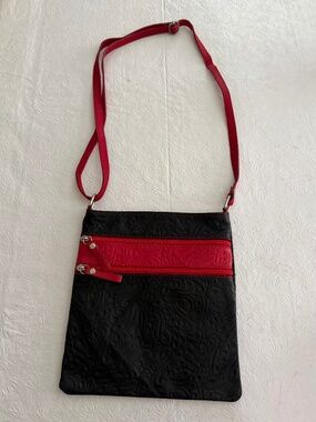 Genuine Leather Black/Red Shoulder pocketbook made in italy